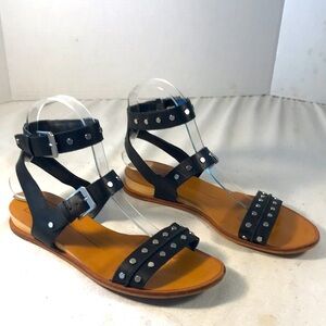 Dolce Vita Women’s Prim Black Studded Strappy Boho Hippie  Goth Buckled Sandals